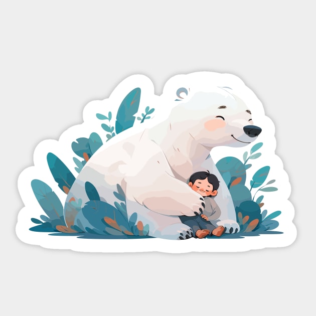 Adorable Polar Bear Animal Loving Cuddle Embrace Children Kid Tenderness Sticker by Cubebox